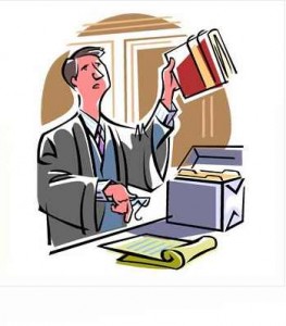 A picture of a lawyer holding up a file
