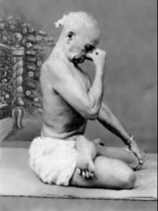 Krishnamacharya practicing Pranayama in the Lotus Pose